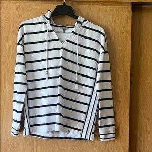 Talbots Black and White Striped Long Sleeve Top